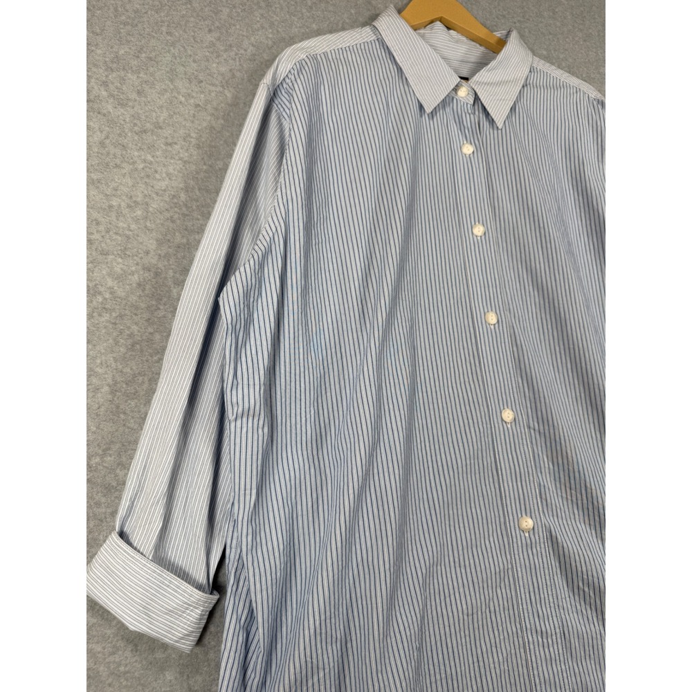 Rag & Bone M/L Oversized Shirt Coastal Cotton Blue White Mixed Stripe